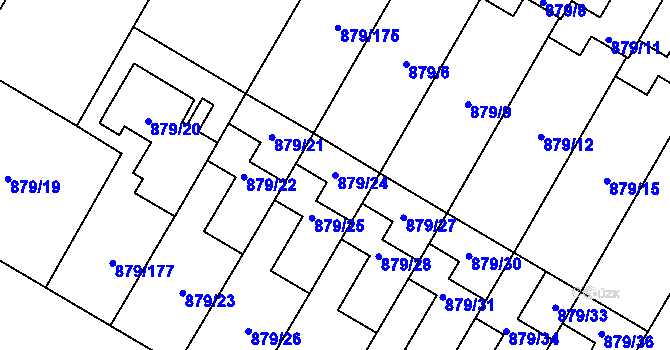 Parcela st. 879/24 v KÚ Kosmonosy, Katastrální mapa