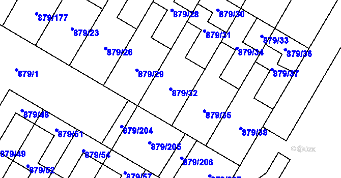 Parcela st. 879/32 v KÚ Kosmonosy, Katastrální mapa