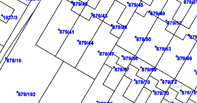 Parcela st. 879/47 v KÚ Kosmonosy, Katastrální mapa