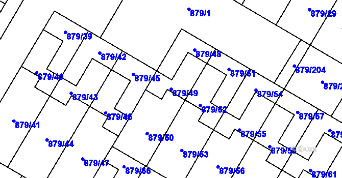 Parcela st. 879/49 v KÚ Kosmonosy, Katastrální mapa