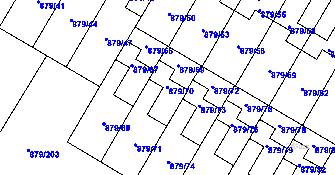 Parcela st. 879/70 v KÚ Kosmonosy, Katastrální mapa