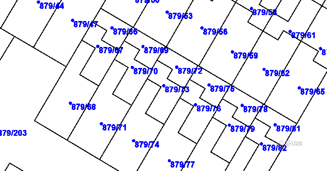 Parcela st. 879/73 v KÚ Kosmonosy, Katastrální mapa