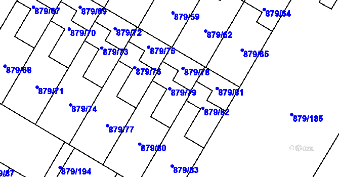 Parcela st. 879/79 v KÚ Kosmonosy, Katastrální mapa
