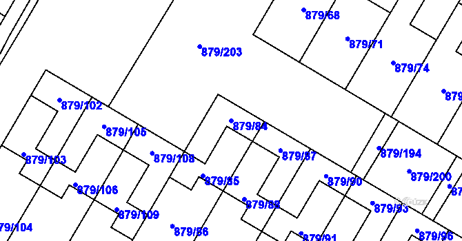 Parcela st. 879/84 v KÚ Kosmonosy, Katastrální mapa