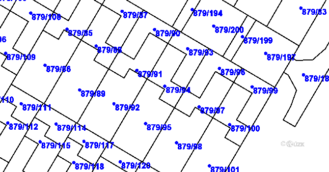 Parcela st. 879/94 v KÚ Kosmonosy, Katastrální mapa