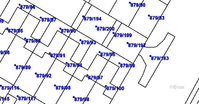 Parcela st. 879/96 v KÚ Kosmonosy, Katastrální mapa