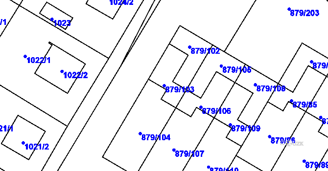 Parcela st. 879/103 v KÚ Kosmonosy, Katastrální mapa
