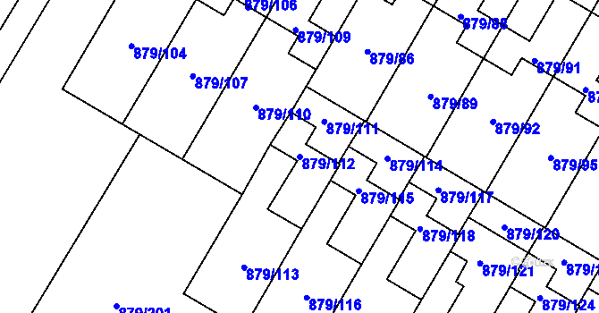 Parcela st. 879/112 v KÚ Kosmonosy, Katastrální mapa