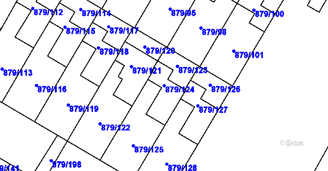 Parcela st. 879/124 v KÚ Kosmonosy, Katastrální mapa