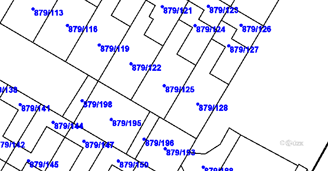 Parcela st. 879/125 v KÚ Kosmonosy, Katastrální mapa