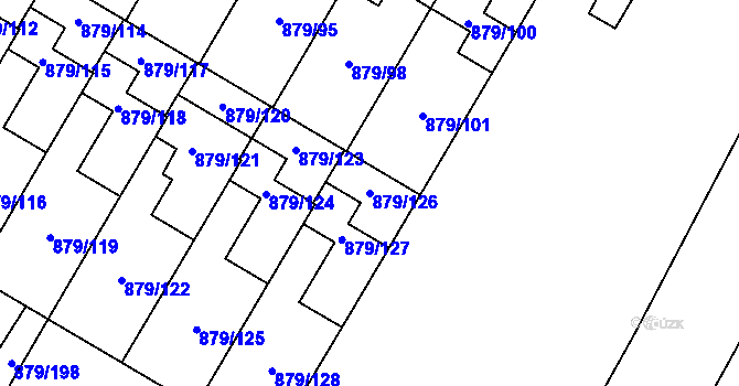 Parcela st. 879/126 v KÚ Kosmonosy, Katastrální mapa