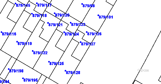 Parcela st. 879/127 v KÚ Kosmonosy, Katastrální mapa