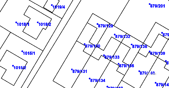 Parcela st. 879/130 v KÚ Kosmonosy, Katastrální mapa