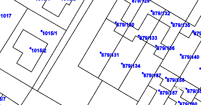 Parcela st. 879/131 v KÚ Kosmonosy, Katastrální mapa