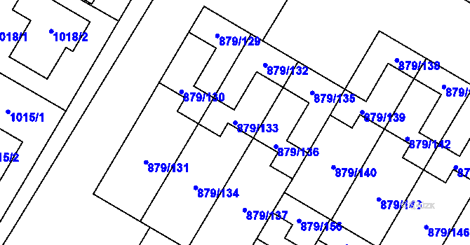 Parcela st. 879/133 v KÚ Kosmonosy, Katastrální mapa