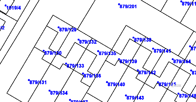 Parcela st. 879/135 v KÚ Kosmonosy, Katastrální mapa