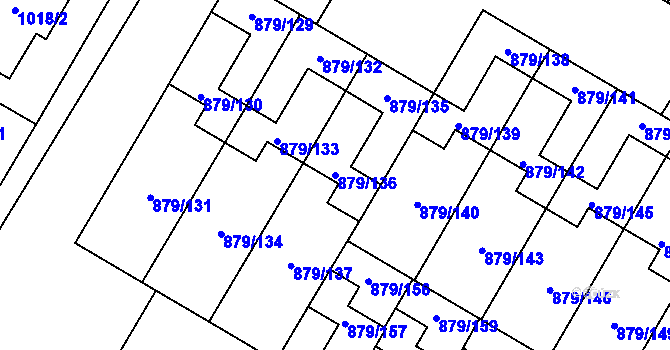 Parcela st. 879/136 v KÚ Kosmonosy, Katastrální mapa
