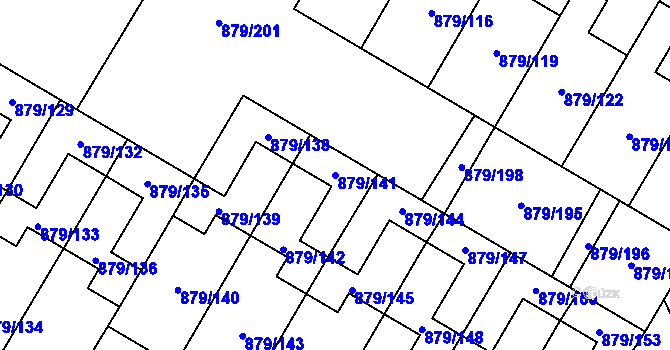 Parcela st. 879/141 v KÚ Kosmonosy, Katastrální mapa
