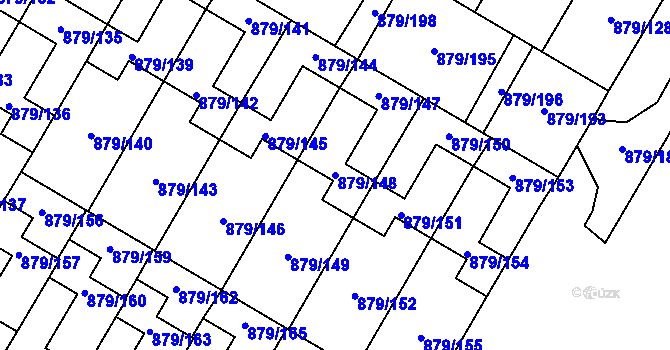 Parcela st. 879/148 v KÚ Kosmonosy, Katastrální mapa