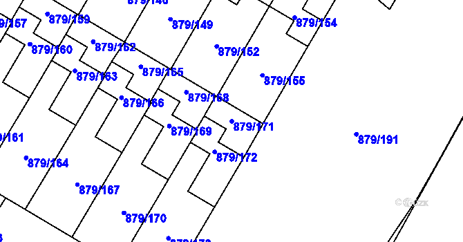 Parcela st. 879/171 v KÚ Kosmonosy, Katastrální mapa