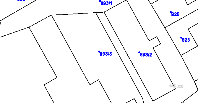 Parcela st. 893/3 v KÚ Kosmonosy, Katastrální mapa