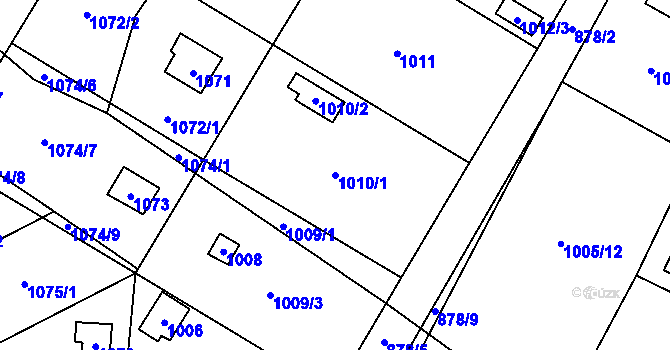 Parcela st. 1010/1 v KÚ Kosmonosy, Katastrální mapa