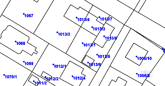 Parcela st. 1013/1 v KÚ Kosmonosy, Katastrální mapa