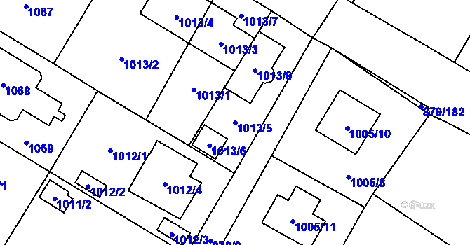 Parcela st. 1013/5 v KÚ Kosmonosy, Katastrální mapa