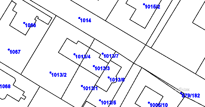 Parcela st. 1013/7 v KÚ Kosmonosy, Katastrální mapa