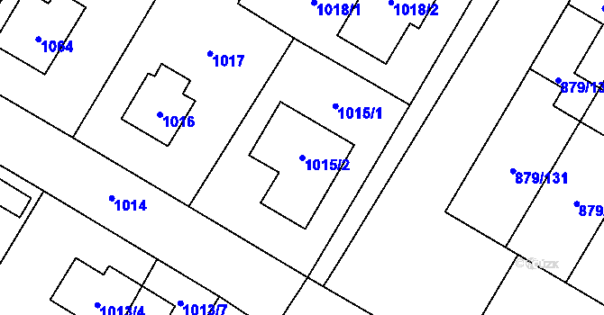 Parcela st. 1015/2 v KÚ Kosmonosy, Katastrální mapa