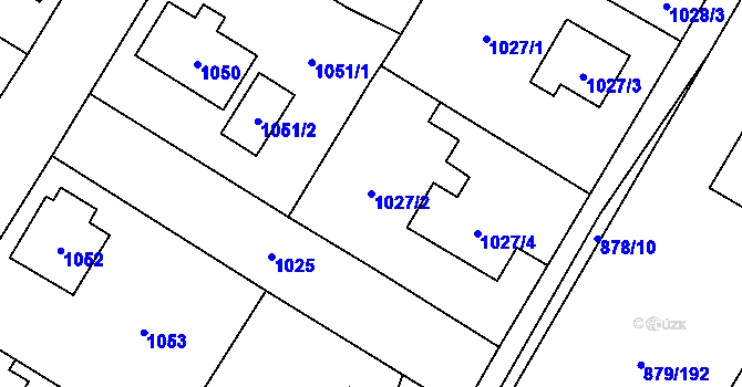 Parcela st. 1027/2 v KÚ Kosmonosy, Katastrální mapa