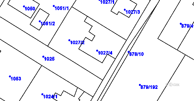 Parcela st. 1027/4 v KÚ Kosmonosy, Katastrální mapa