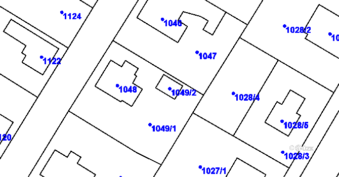 Parcela st. 1049/2 v KÚ Kosmonosy, Katastrální mapa