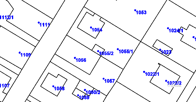 Parcela st. 1055/2 v KÚ Kosmonosy, Katastrální mapa