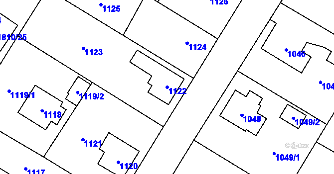 Parcela st. 1122 v KÚ Kosmonosy, Katastrální mapa