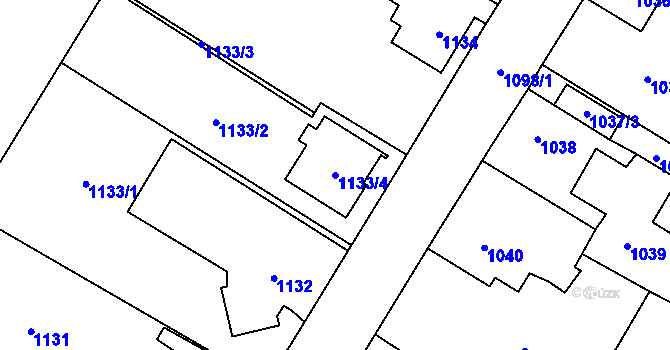 Parcela st. 1133/4 v KÚ Kosmonosy, Katastrální mapa