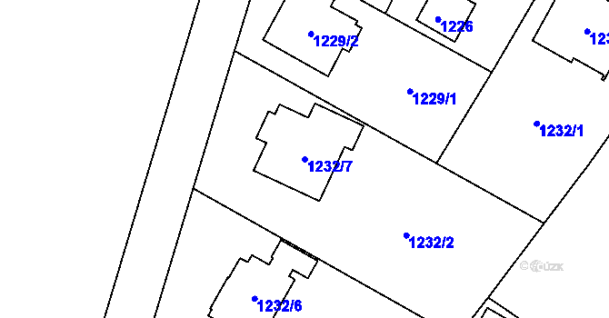 Parcela st. 1232/7 v KÚ Kosmonosy, Katastrální mapa