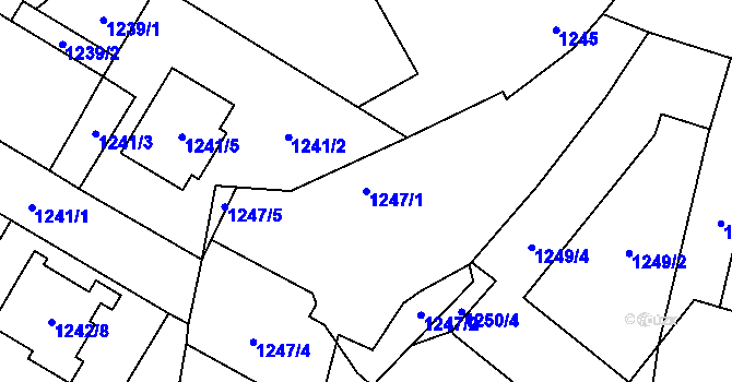 Parcela st. 1247/1 v KÚ Kosmonosy, Katastrální mapa