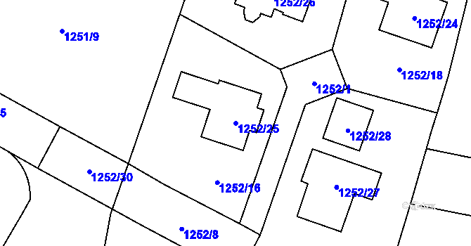 Parcela st. 1252/25 v KÚ Kosmonosy, Katastrální mapa