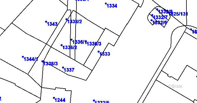 Parcela st. 1333 v KÚ Kosmonosy, Katastrální mapa