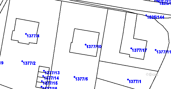 Parcela st. 1377/10 v KÚ Kosmonosy, Katastrální mapa