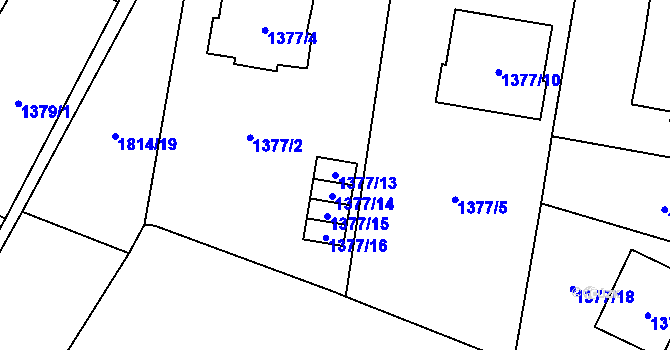 Parcela st. 1377/13 v KÚ Kosmonosy, Katastrální mapa