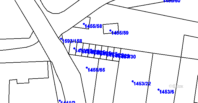 Parcela st. 1453/27 v KÚ Kosmonosy, Katastrální mapa