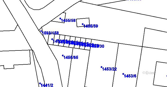 Parcela st. 1453/29 v KÚ Kosmonosy, Katastrální mapa