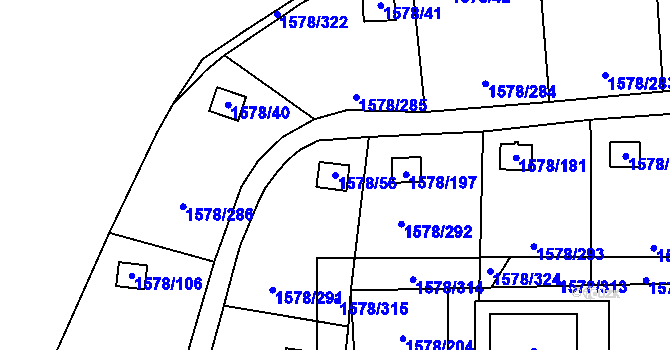 Parcela st. 1578/56 v KÚ Kosmonosy, Katastrální mapa