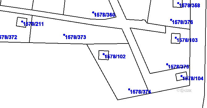 Parcela st. 1578/102 v KÚ Kosmonosy, Katastrální mapa