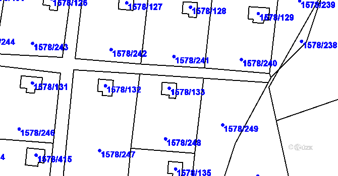Parcela st. 1578/133 v KÚ Kosmonosy, Katastrální mapa