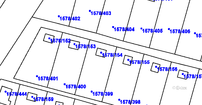 Parcela st. 1578/154 v KÚ Kosmonosy, Katastrální mapa