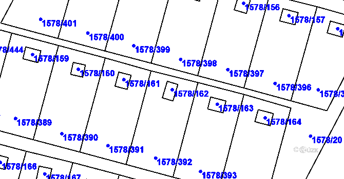 Parcela st. 1578/162 v KÚ Kosmonosy, Katastrální mapa