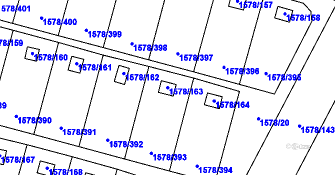 Parcela st. 1578/163 v KÚ Kosmonosy, Katastrální mapa